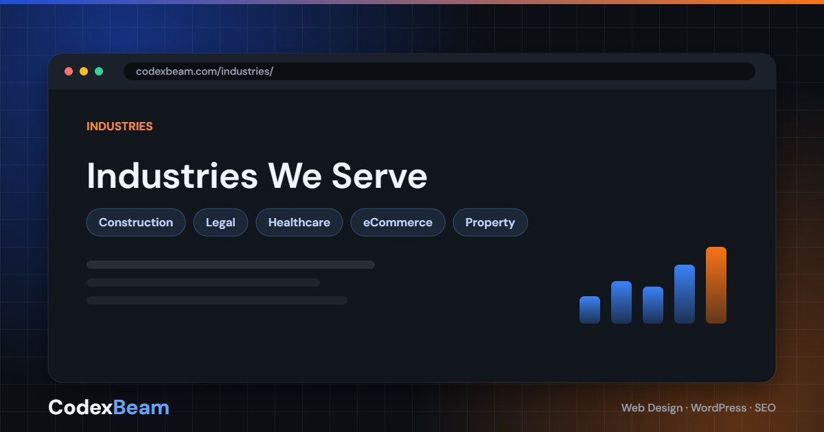 Industries we serve — CodexBeam website design and SEO for 12 sectors