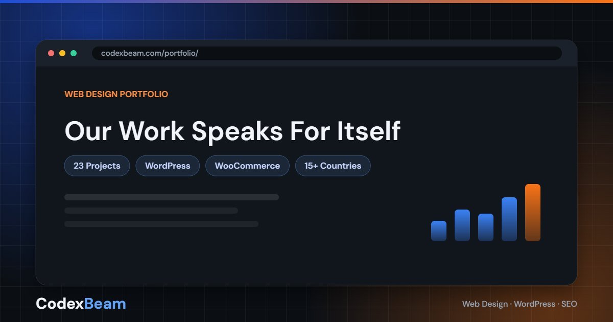 CodexBeam web design portfolio — 23 WordPress and WooCommerce client projects
