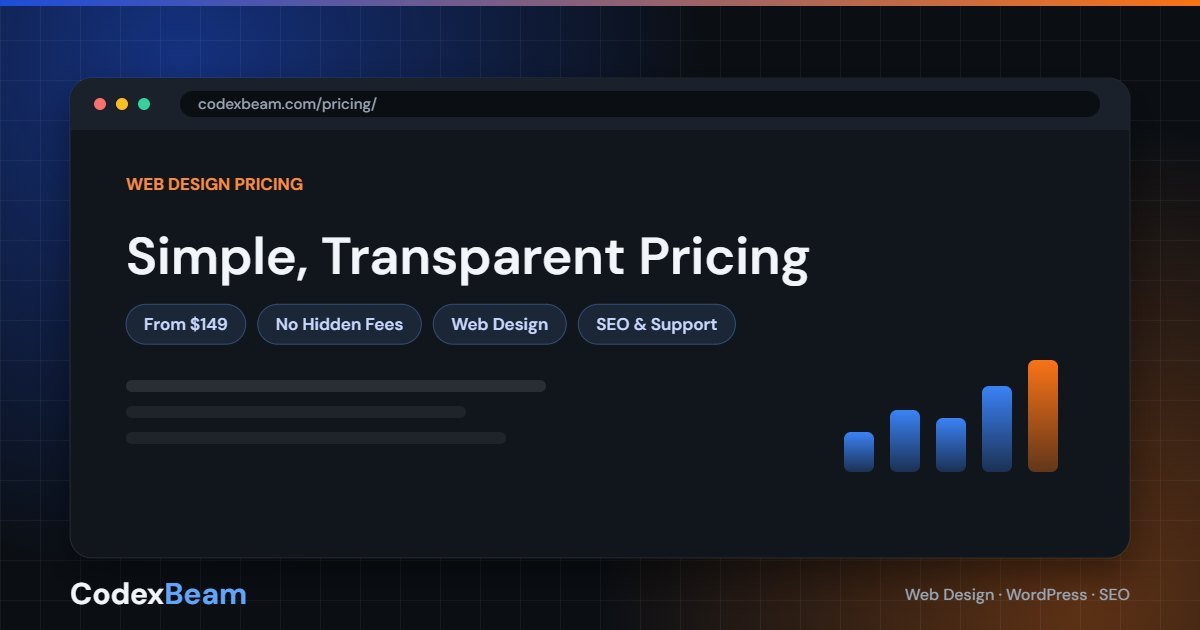 CodexBeam web design pricing — transparent plans for web design, WordPress, eCommerce, SEO and maintenance