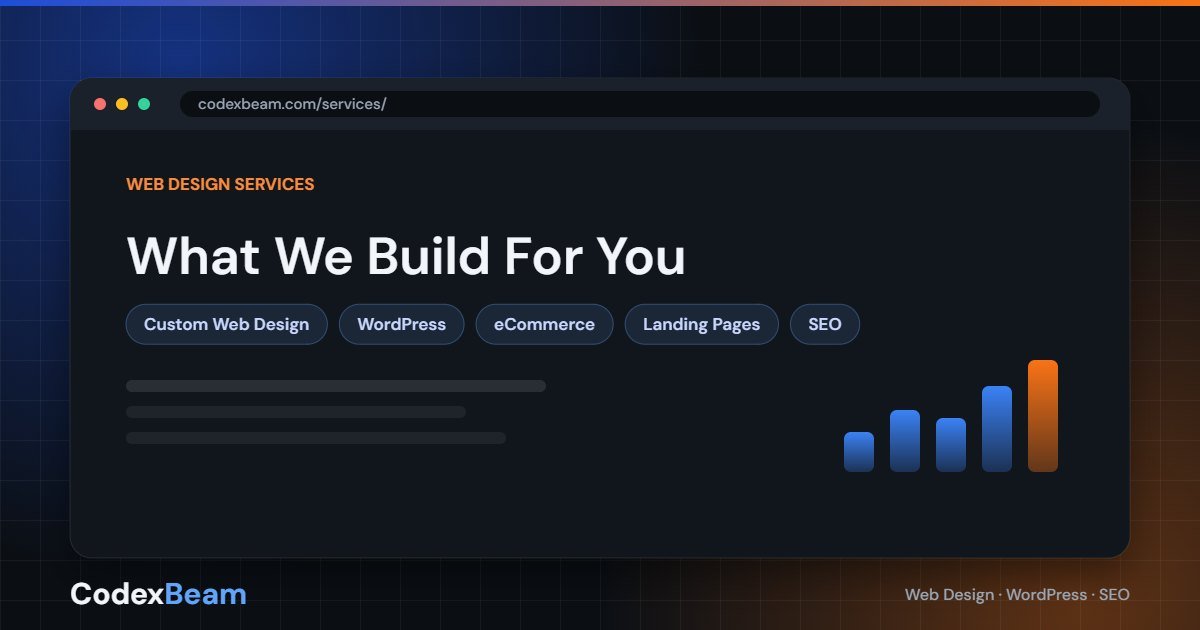 CodexBeam web design services — custom web design, WordPress, eCommerce, landing pages and SEO