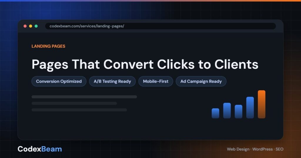 Landing pages designed by CodexBeam — conversion optimized, A/B testing ready and mobile-first