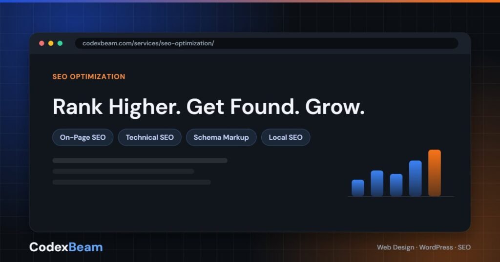 SEO optimization services by CodexBeam — technical SEO, on-page SEO, schema markup and local SEO